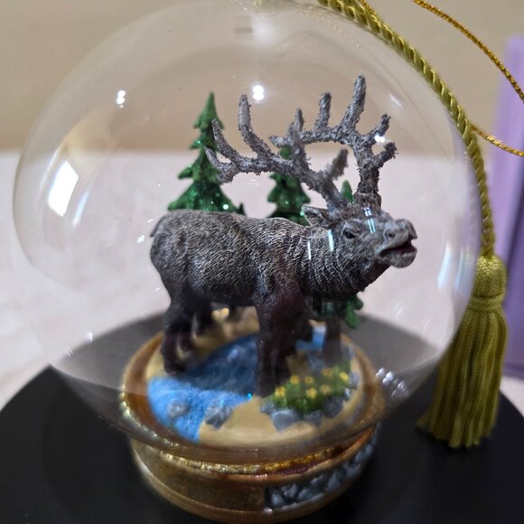 Flavia Milano The Memory Globe Ornament ELK IN THE WOODS Christmas Holiday Boxed - Picture 8 of 17
